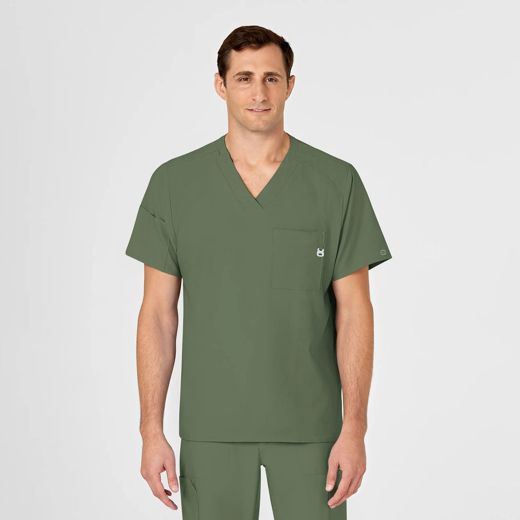 Wink Scrubs Men's W123 V-Neck Scrub Top Olive | scrub-supply.com