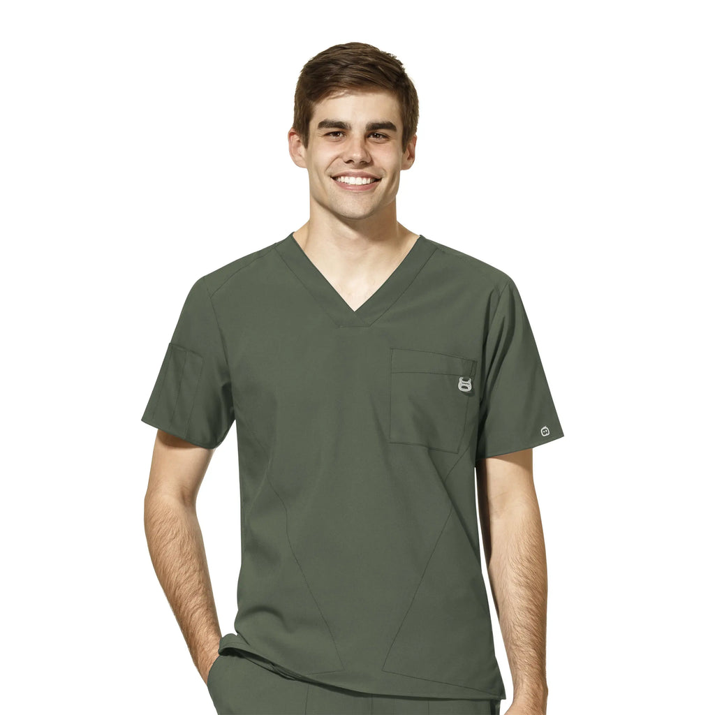 Wink Scrubs Men's W123 V-Neck Scrub Top Olive | scrub-supply.com