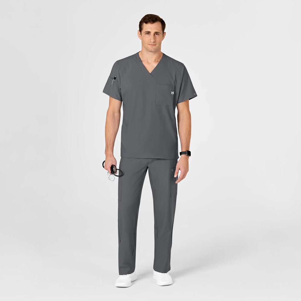 Wink Scrubs Men's W123 V-Neck Scrub Top Pewter | scrub-supply.com