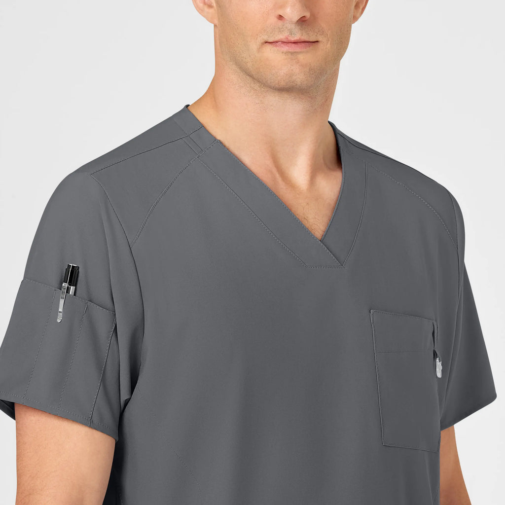 Wink Scrubs Men's W123 V-Neck Scrub Top Pewter | scrub-supply.com