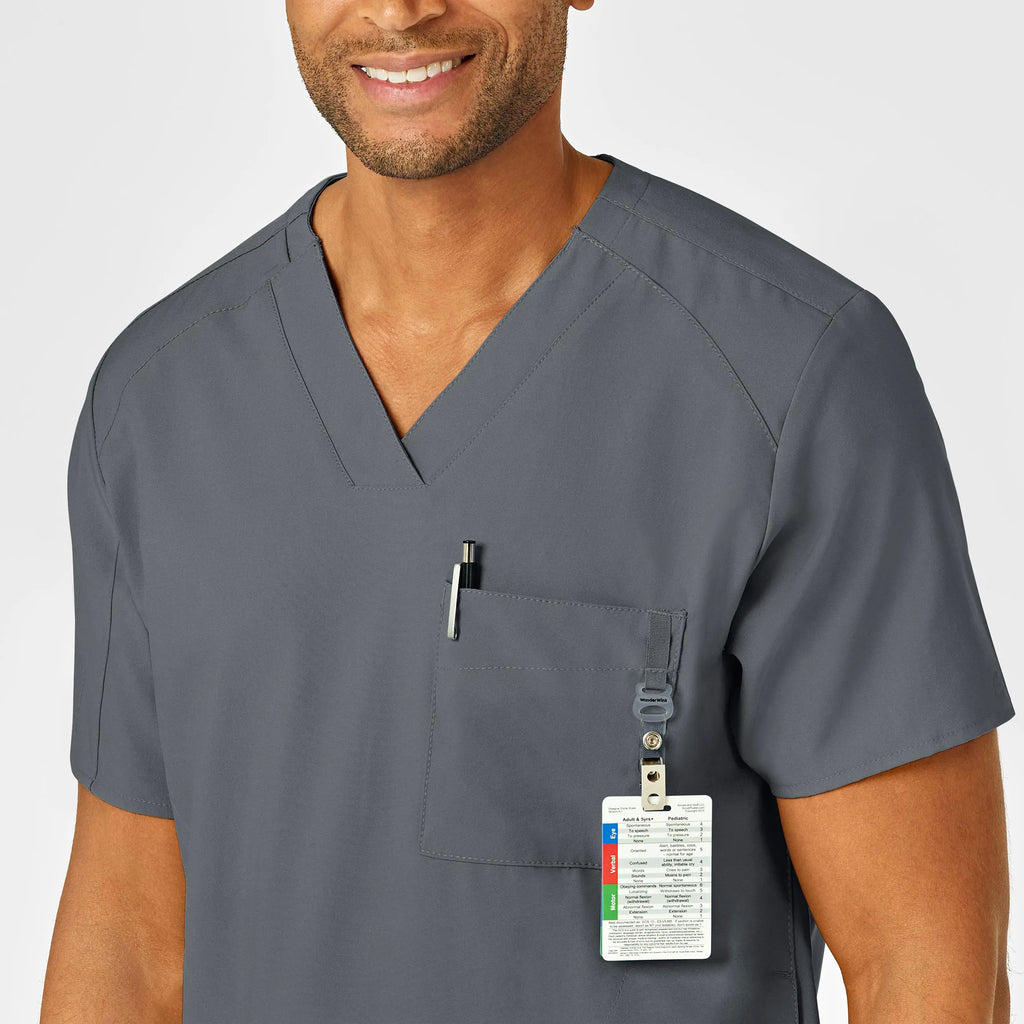 Wink Scrubs Men's W123 V-Neck Scrub Top Pewter | scrub-supply.com