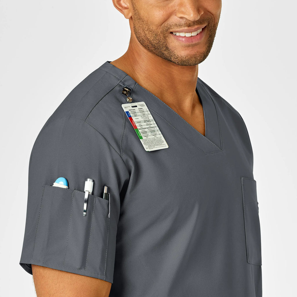 Wink Scrubs Men's W123 V-Neck Scrub Top Pewter | scrub-supply.com