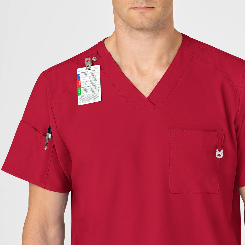 Wink Scrubs Men's W123 V-Neck Scrub Top Red | scrub-supply.com