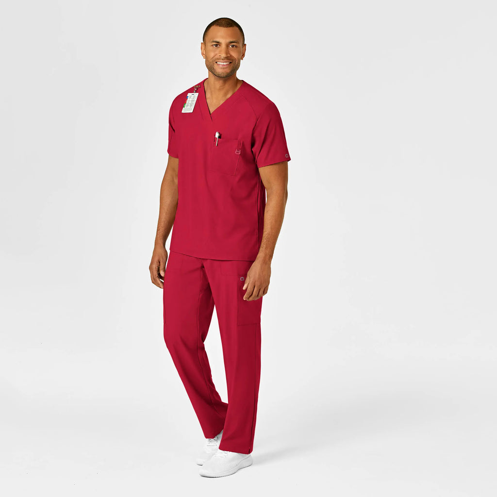 Wink Scrubs Men's W123 V-Neck Scrub Top Red | scrub-supply.com