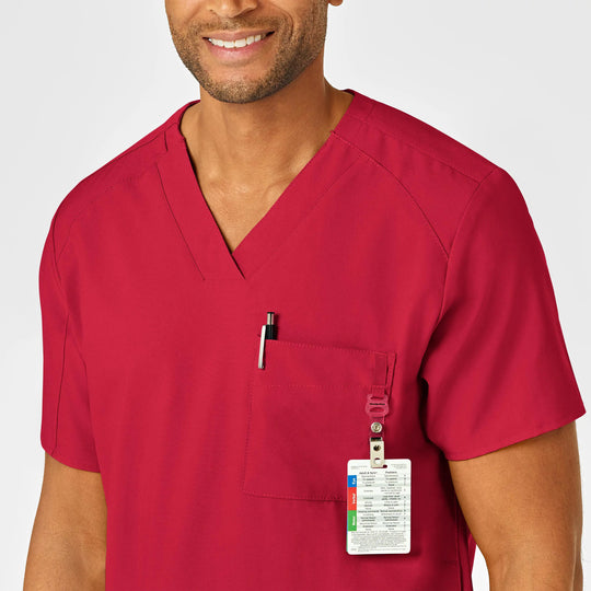 Wink Scrubs Men's W123 V-Neck Scrub Top Red | scrub-supply.com