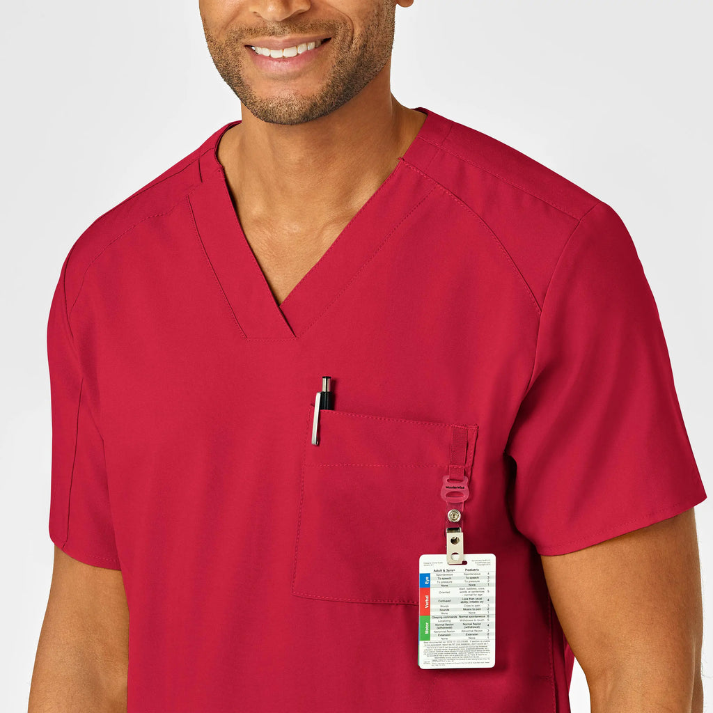 Wink Scrubs Men's W123 V-Neck Scrub Top Red | scrub-supply.com