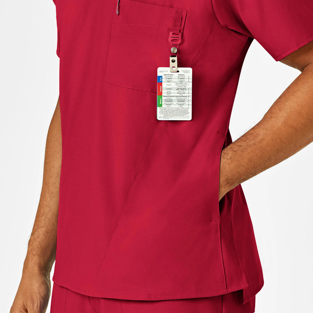 Wink Scrubs Men's W123 V-Neck Scrub Top Red | scrub-supply.com