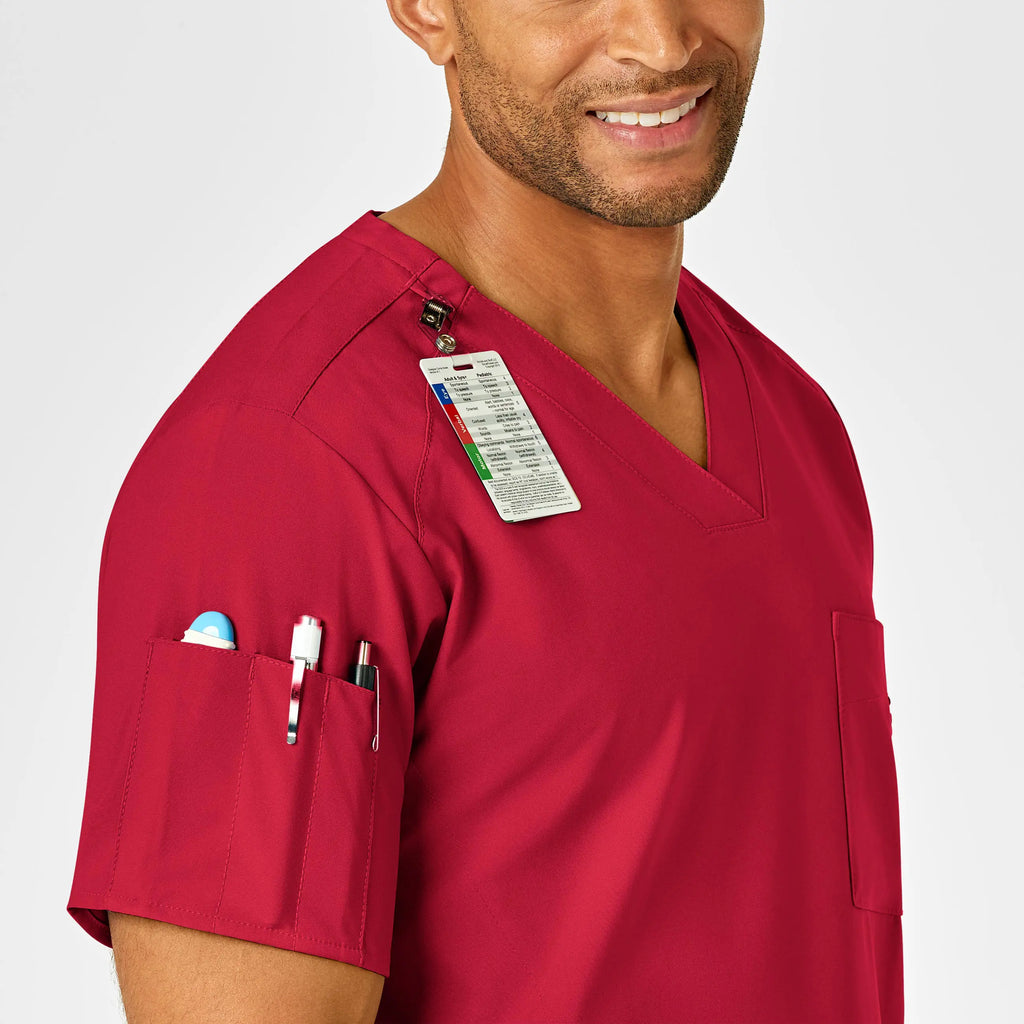 Wink Scrubs Men's W123 V-Neck Scrub Top Red | scrub-supply.com