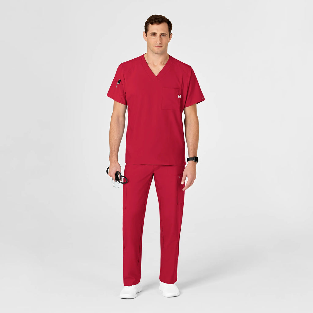 Wink Scrubs Men's W123 V-Neck Scrub Top Red | scrub-supply.com