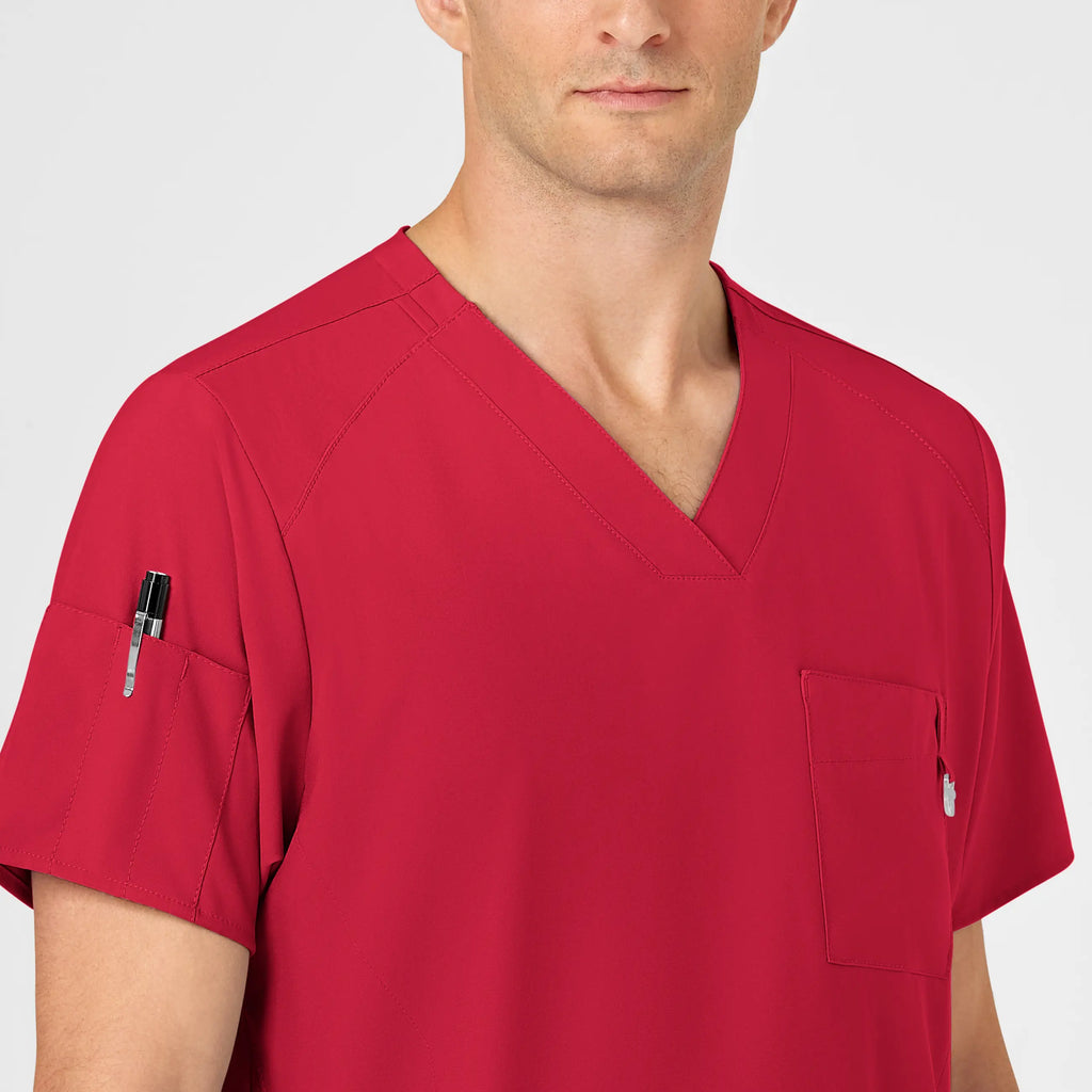 Wink Scrubs Men's W123 V-Neck Scrub Top Red | scrub-supply.com