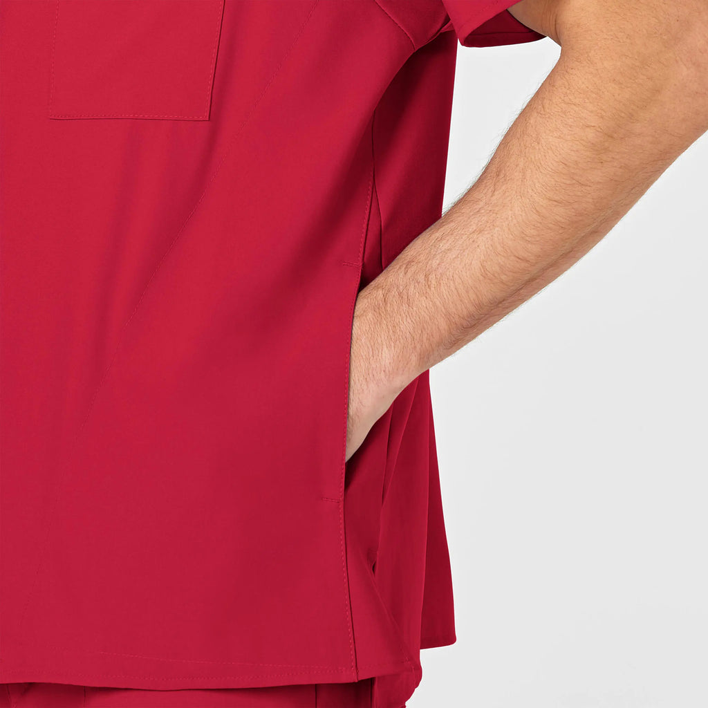 Wink Scrubs Men's W123 V-Neck Scrub Top Red | scrub-supply.com