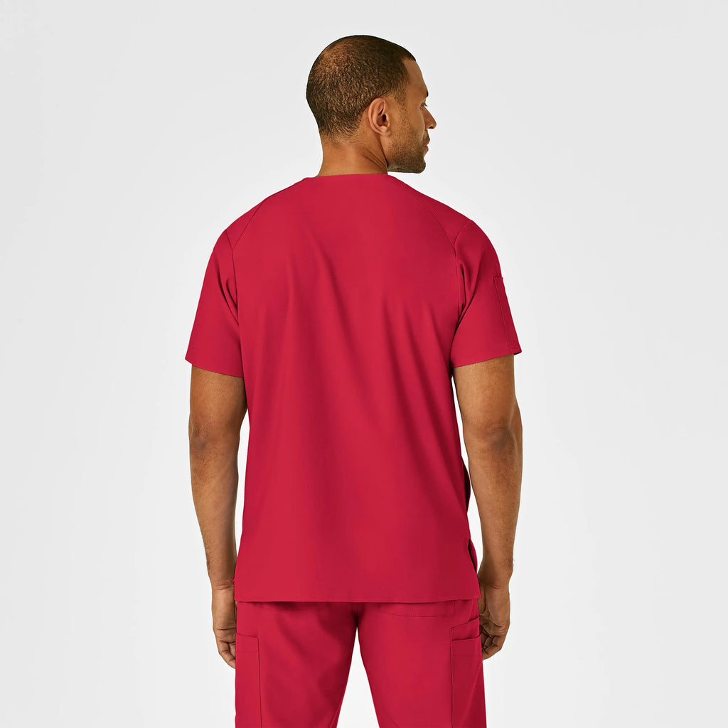 Wink Scrubs Men's W123 V-Neck Scrub Top Red | scrub-supply.com