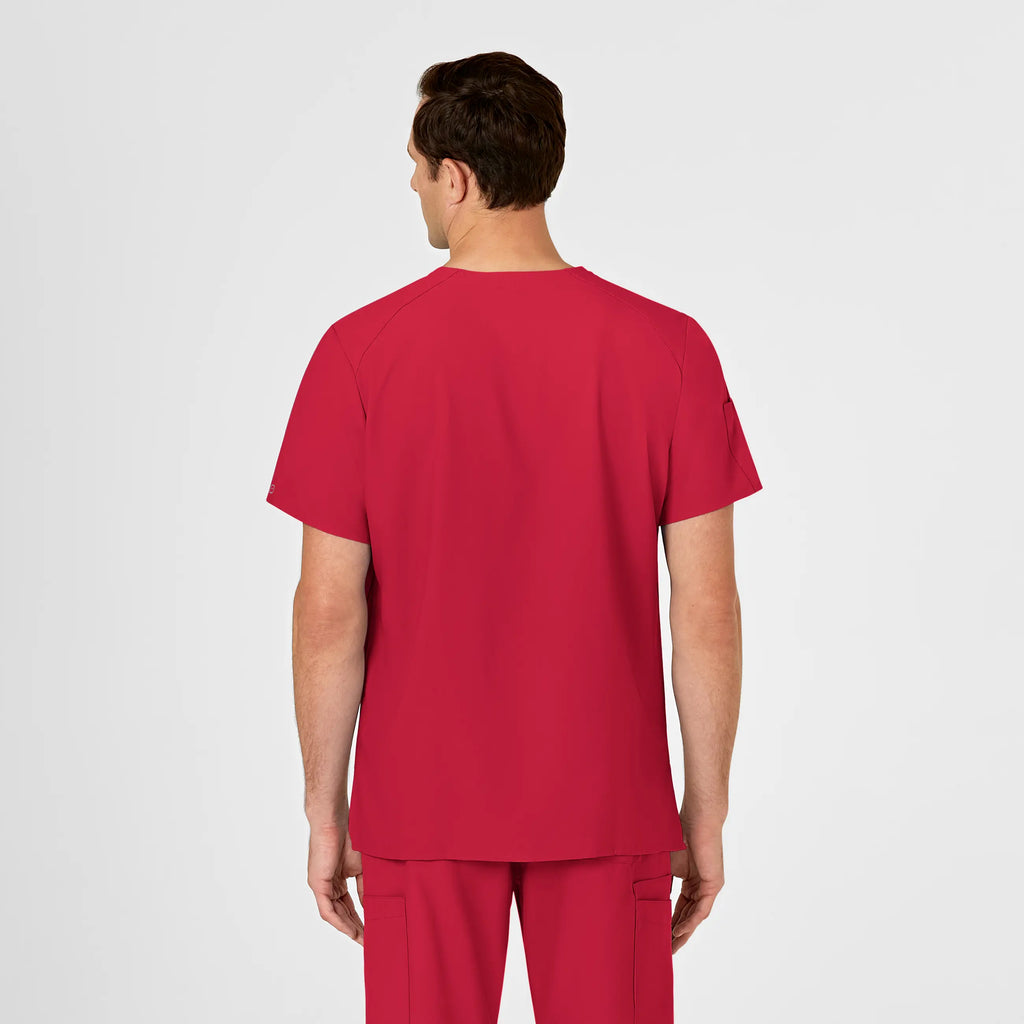 Wink Scrubs Men's W123 V-Neck Scrub Top Red | scrub-supply.com