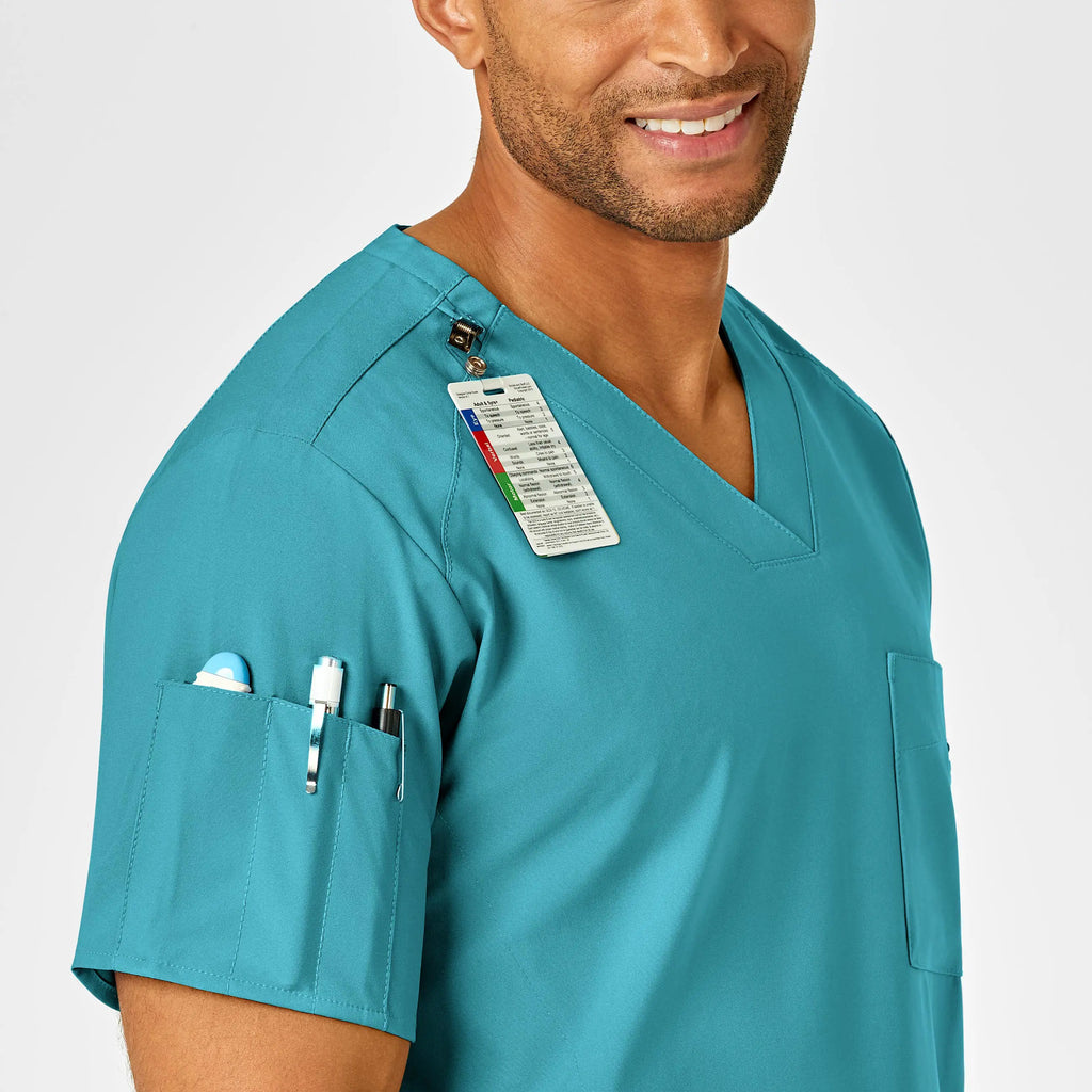 Wink Scrubs Men's W123 V-Neck Scrub Top Teal | scrub-supply.com