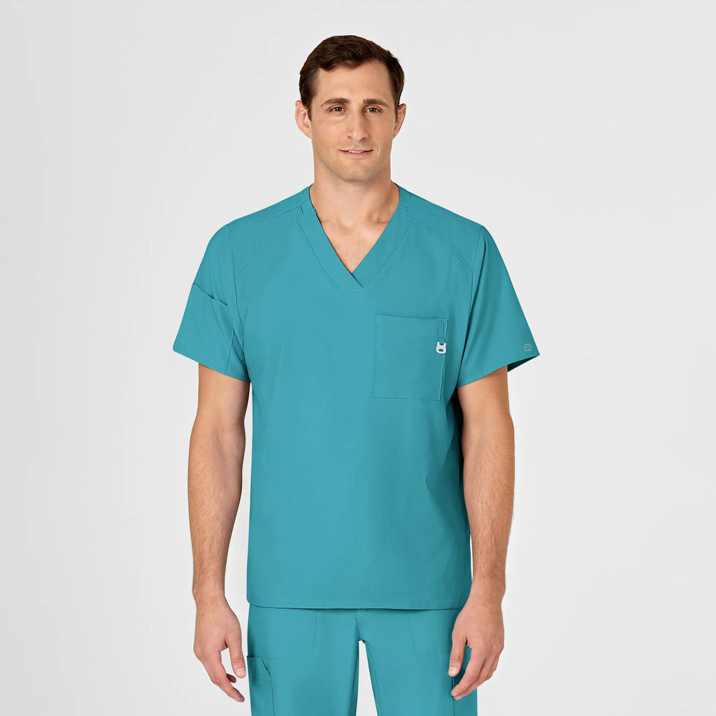 Wink Scrubs Men's W123 V-Neck Scrub Top Teal | scrub-supply.com