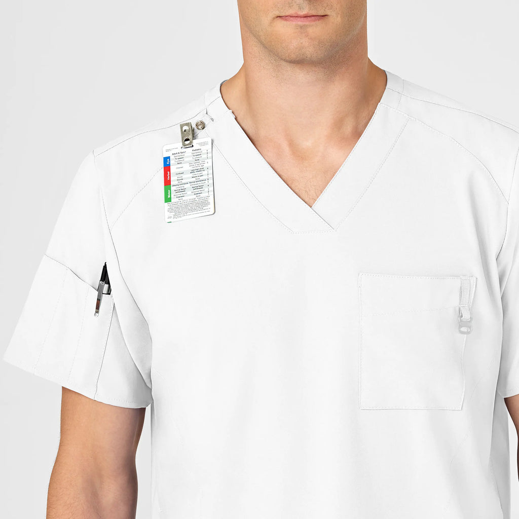 Wink Scrubs Men's W123 V-Neck Scrub Top White | scrub-supply.com