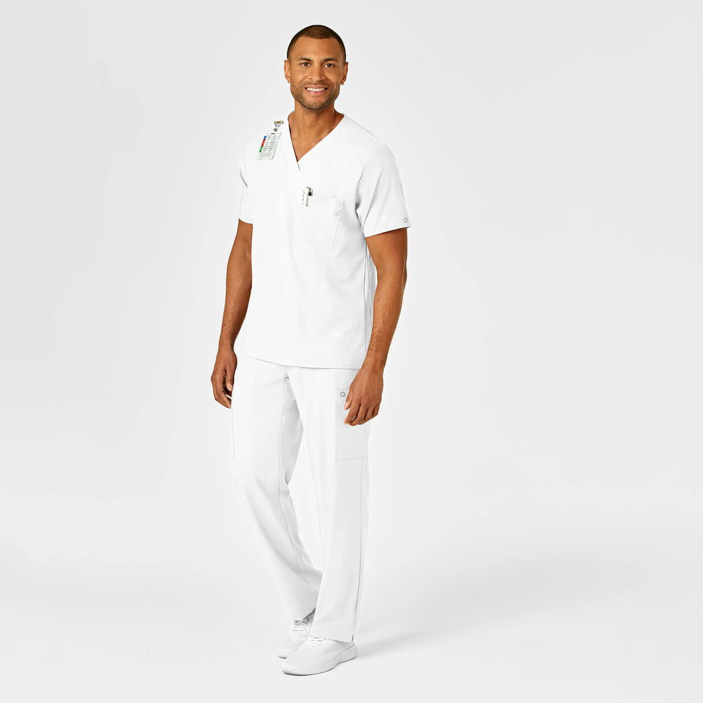 Wink Scrubs Men's W123 V-Neck Scrub Top White | scrub-supply.com