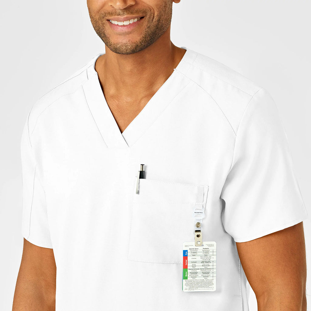 Wink Scrubs Men's W123 V-Neck Scrub Top White | scrub-supply.com