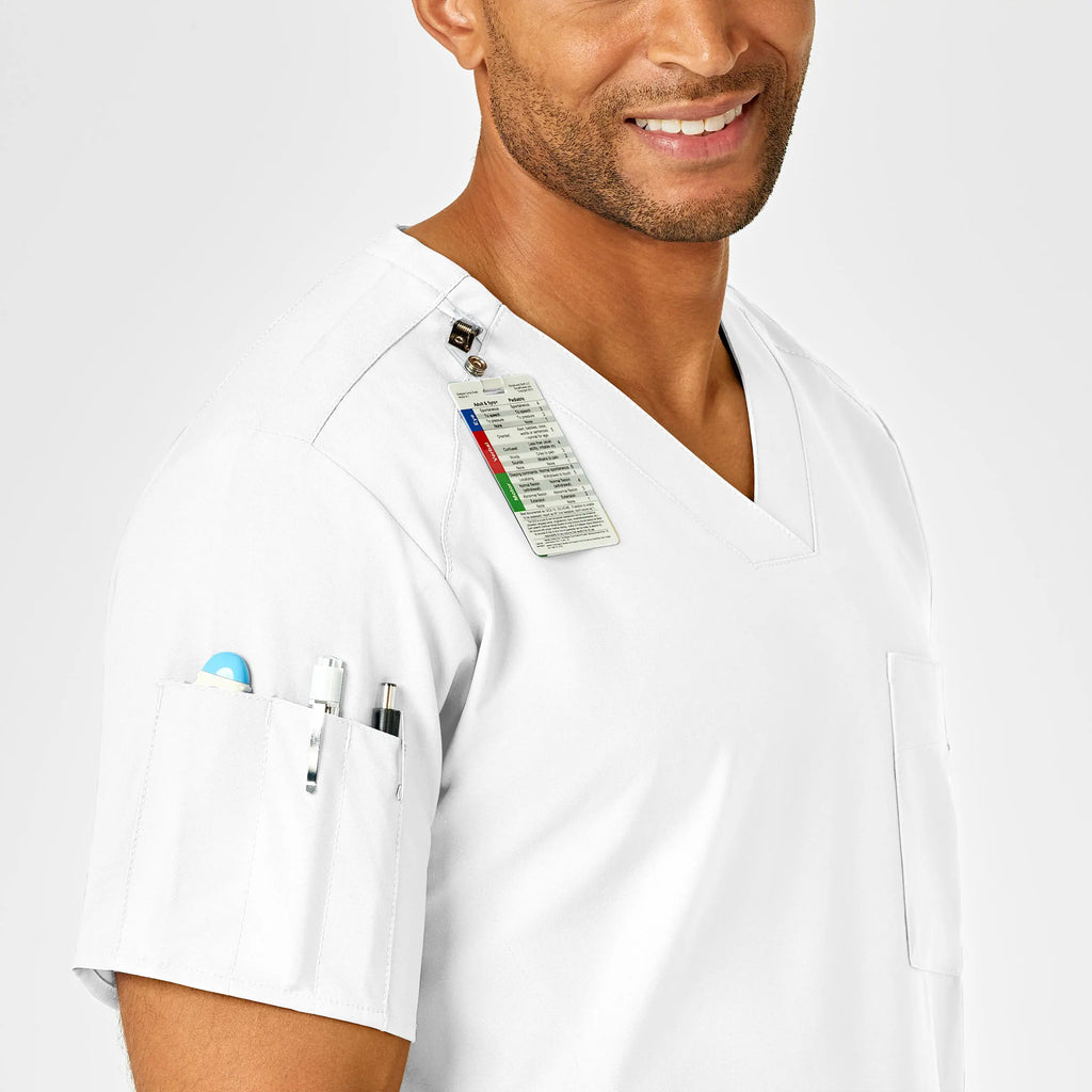 Wink Scrubs Men's W123 V-Neck Scrub Top White | scrub-supply.com