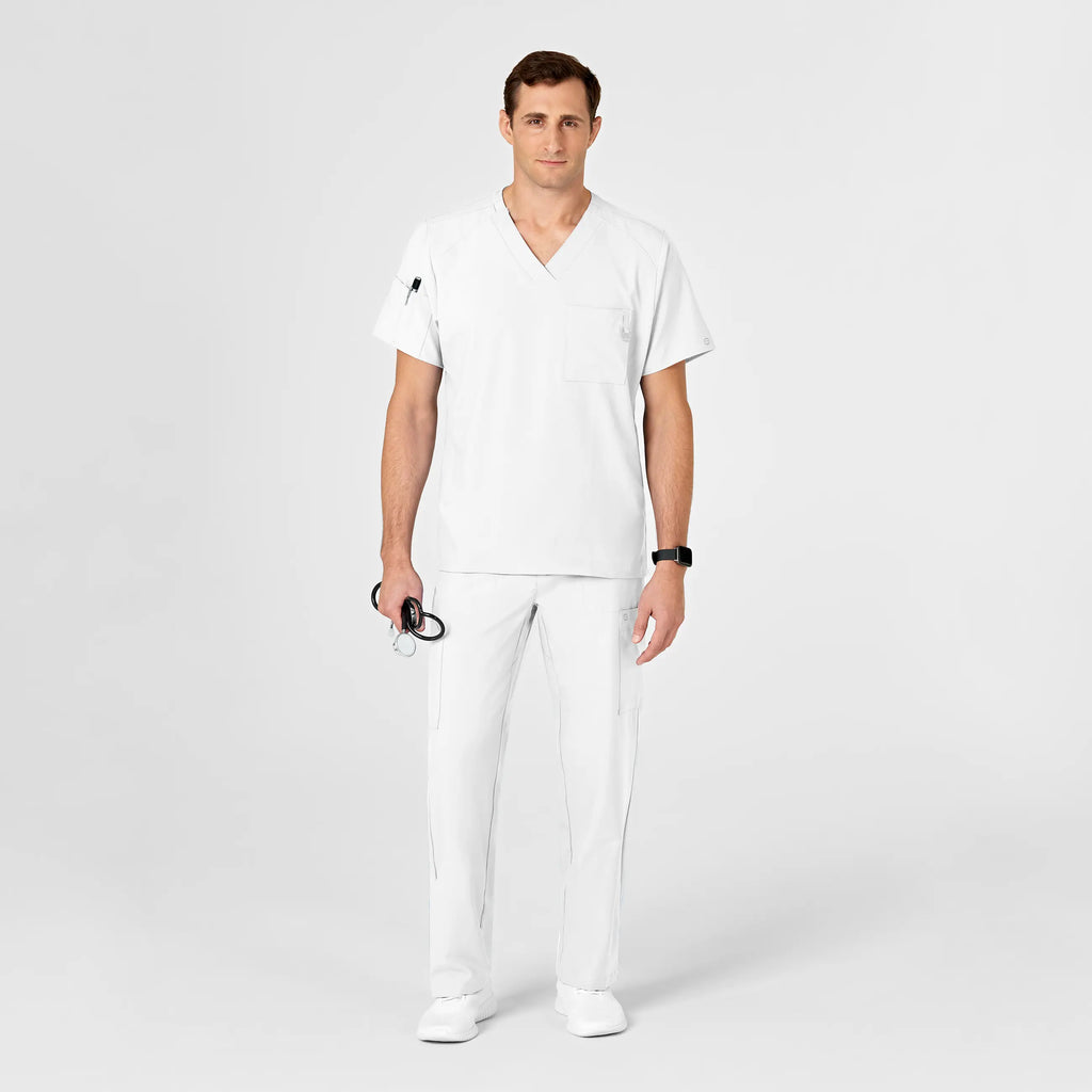 Wink Scrubs Men's W123 V-Neck Scrub Top White | scrub-supply.com