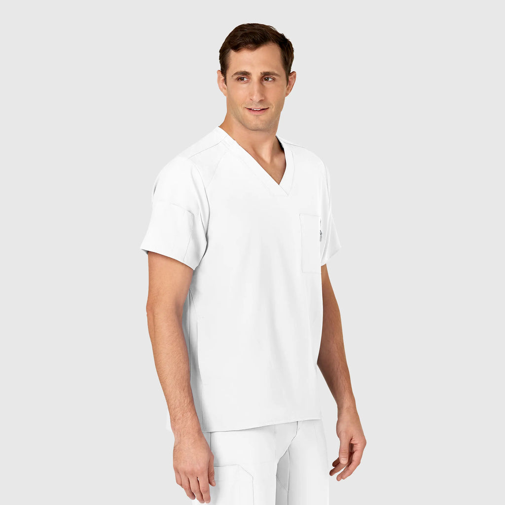 Wink Scrubs Men's W123 V-Neck Scrub Top White | scrub-supply.com