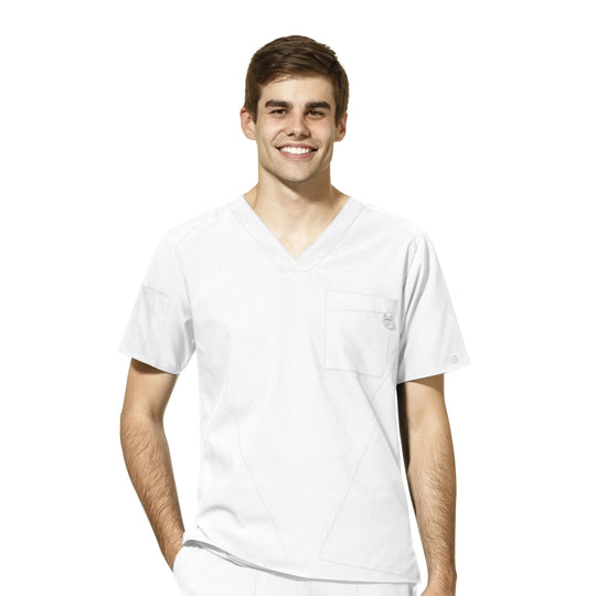 Wink Scrubs Men's W123 V-Neck Scrub Top White | scrub-supply.com