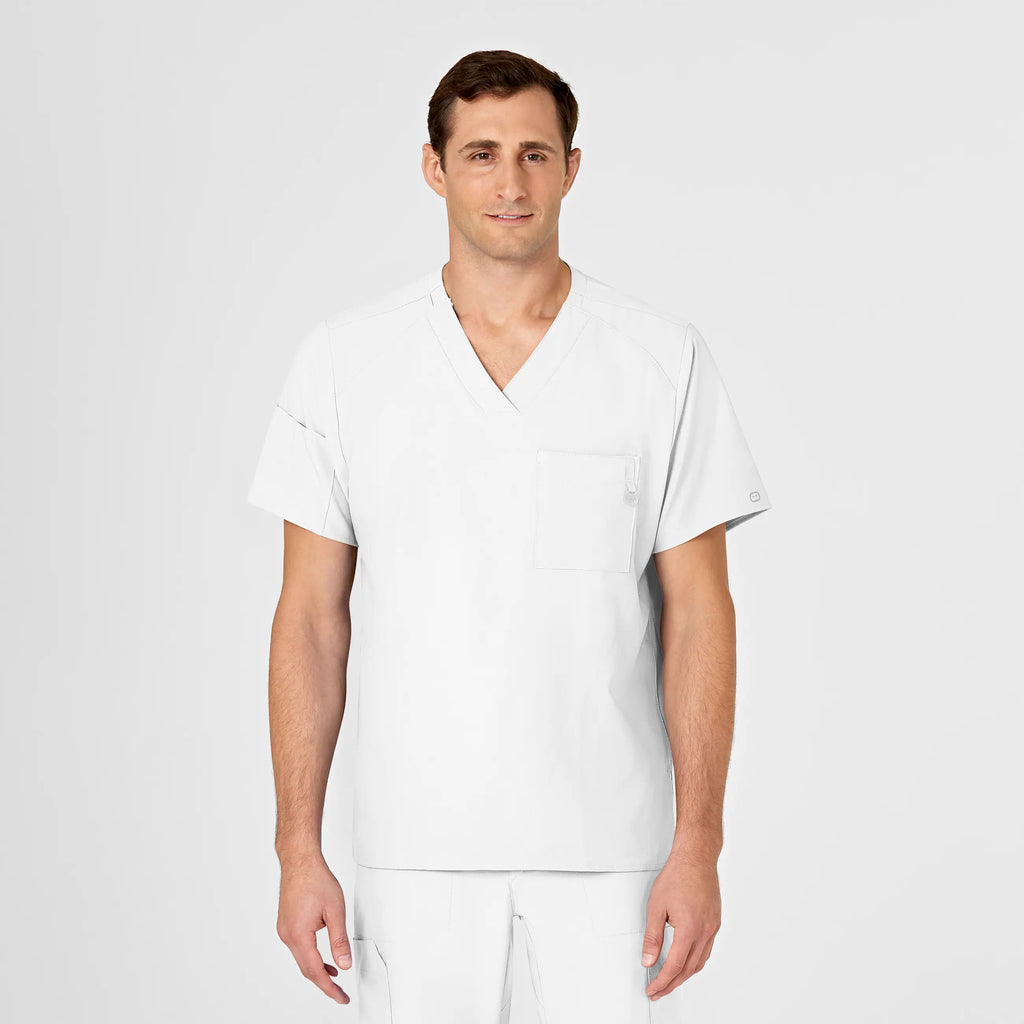 Wink Scrubs Men's W123 V-Neck Scrub Top White | scrub-supply.com