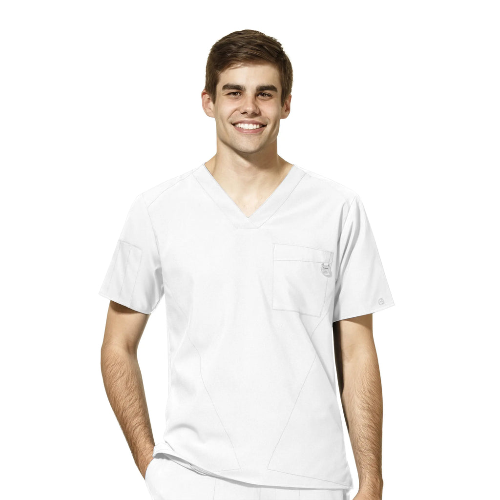 Wink Scrubs Men's W123 V-Neck Scrub Top White | scrub-supply.com