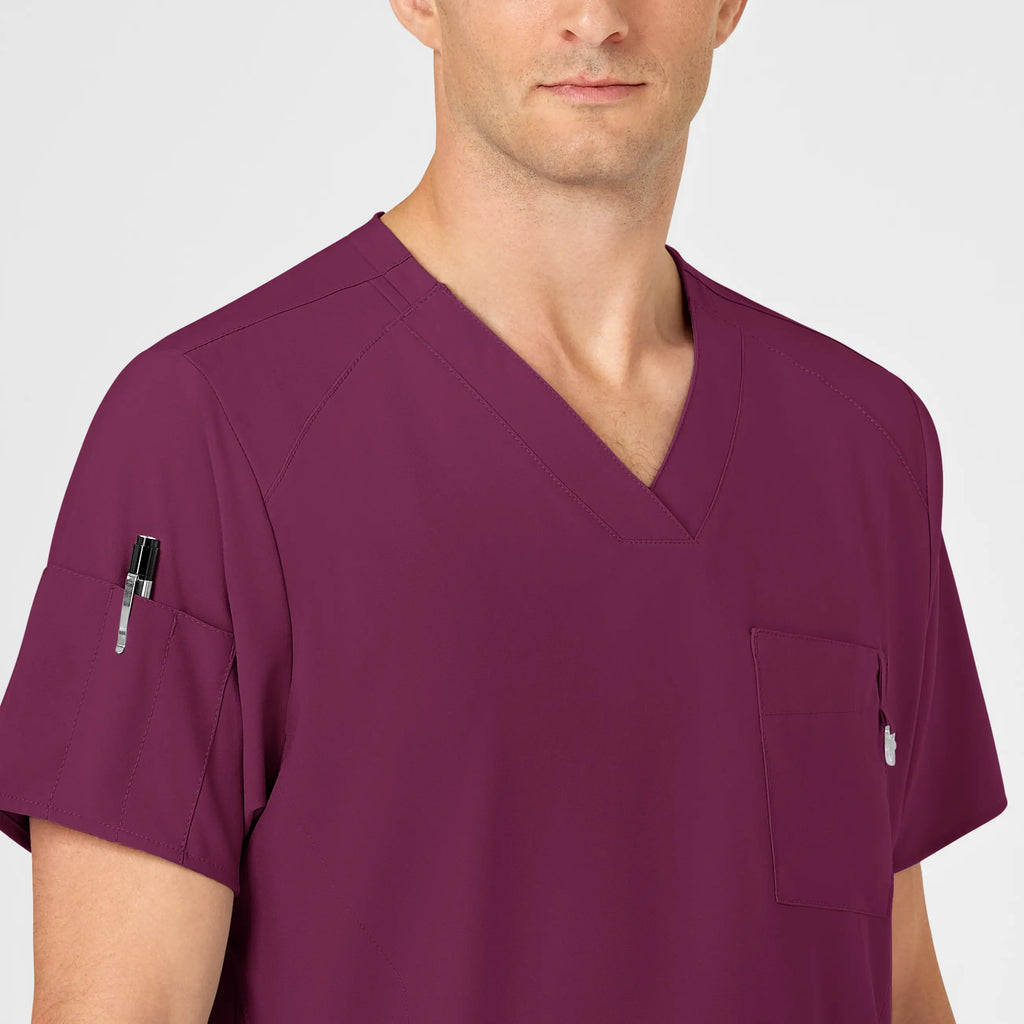 Wink Scrubs Men's W123 V-Neck Scrub Top Wine | scrub-supply.com