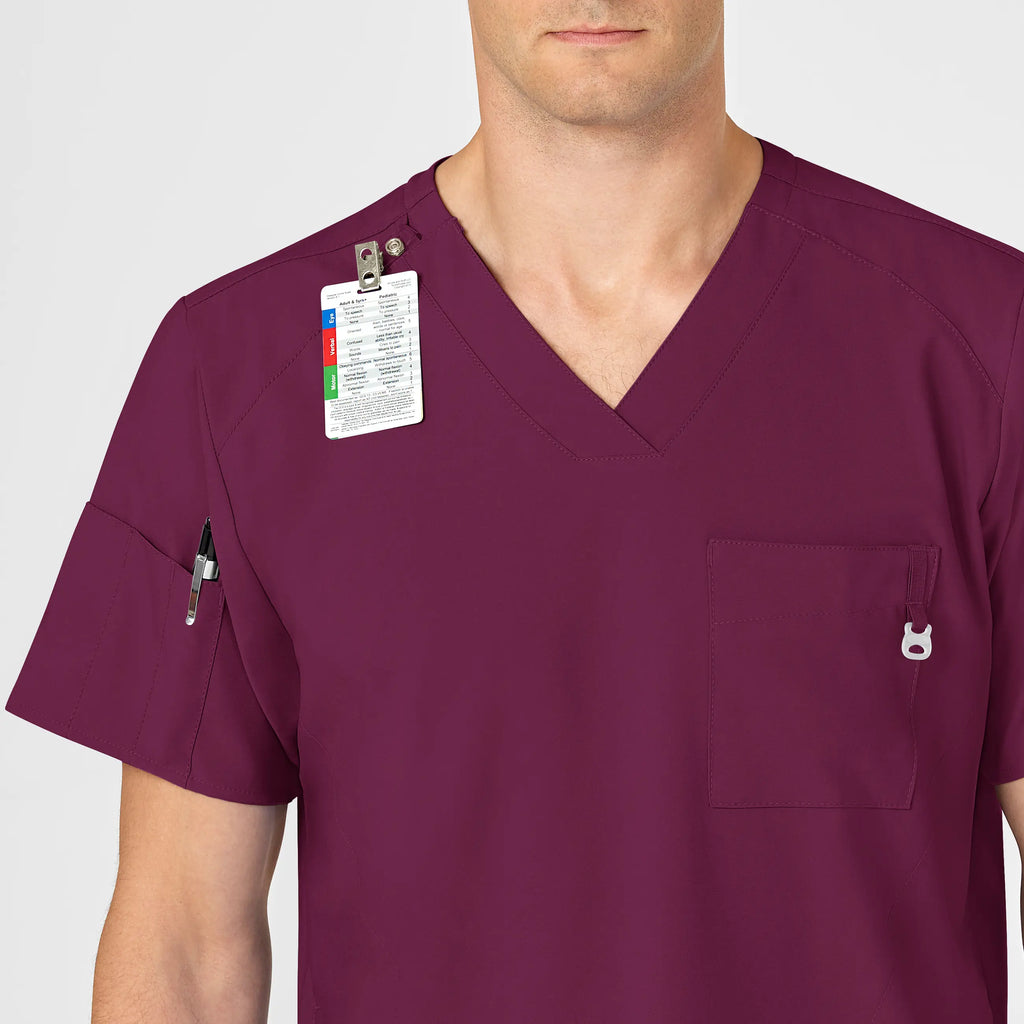 Wink Scrubs Men's W123 V-Neck Scrub Top Wine | scrub-supply.com