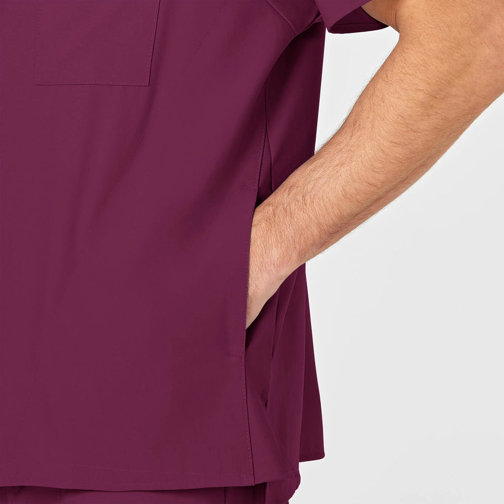 Wink Scrubs Men's W123 V-Neck Scrub Top Wine | scrub-supply.com