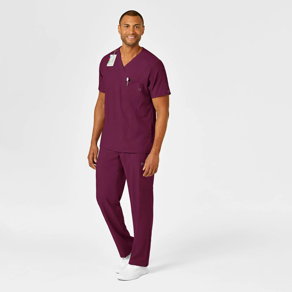 Wink Scrubs Men's W123 V-Neck Scrub Top Wine | scrub-supply.com