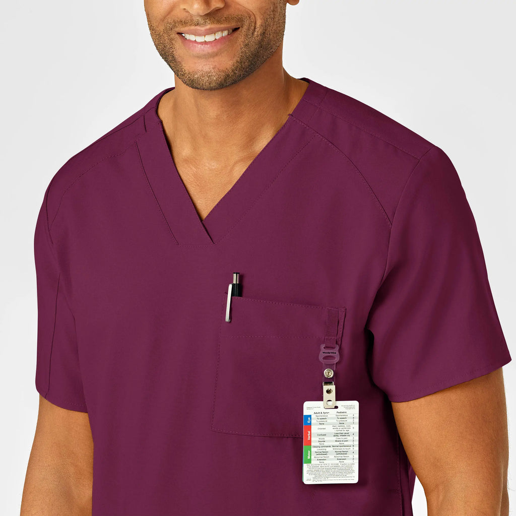 Wink Scrubs Men's W123 V-Neck Scrub Top Wine | scrub-supply.com