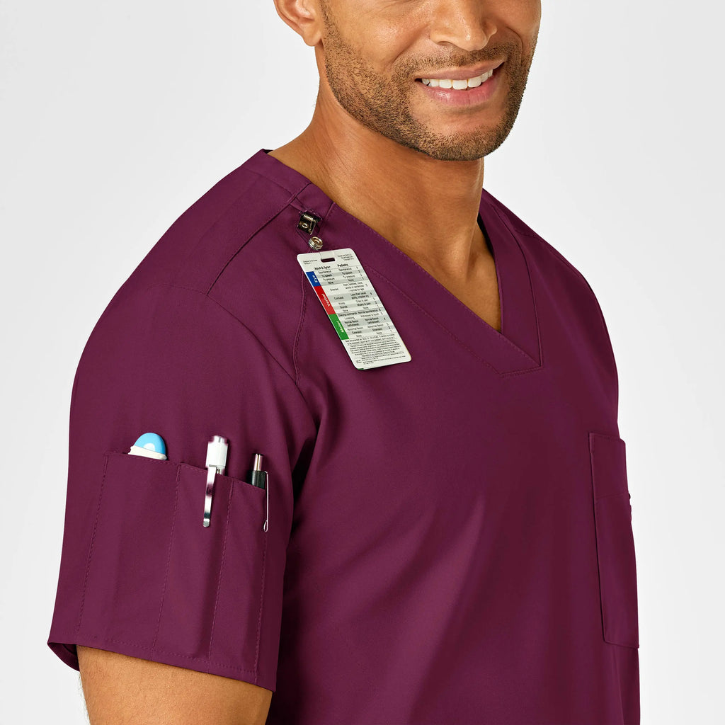 Wink Scrubs Men's W123 V-Neck Scrub Top Wine | scrub-supply.com