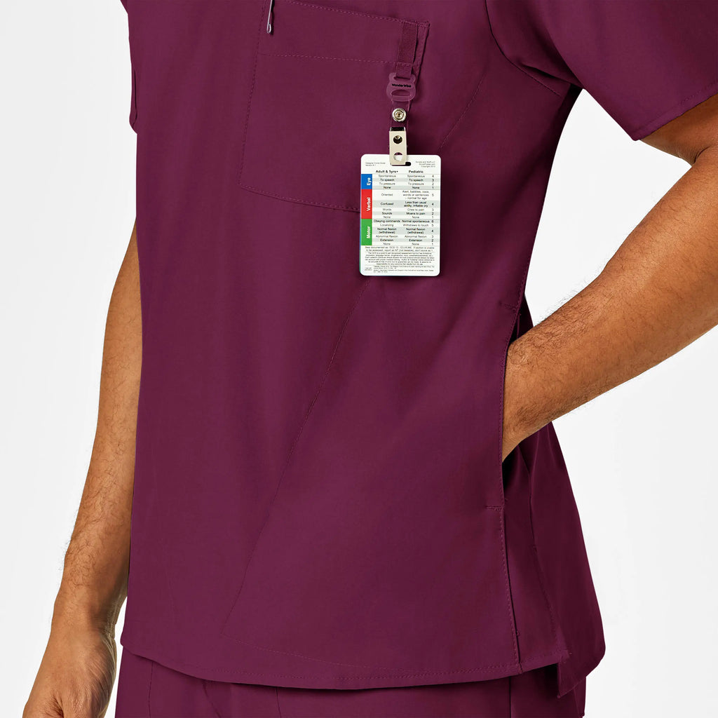 Wink Scrubs Men's W123 V-Neck Scrub Top Wine | scrub-supply.com