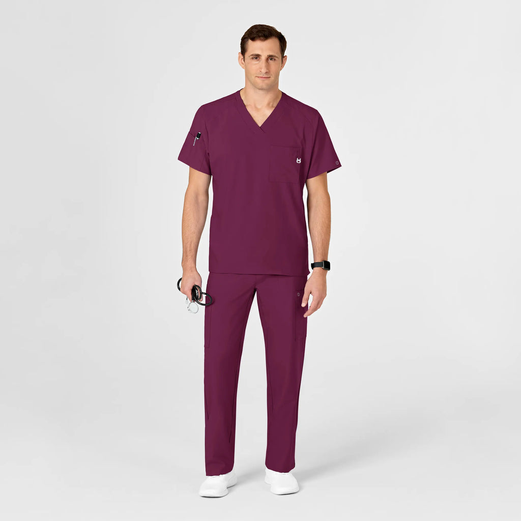 Wink Scrubs Men's W123 V-Neck Scrub Top Wine | scrub-supply.com