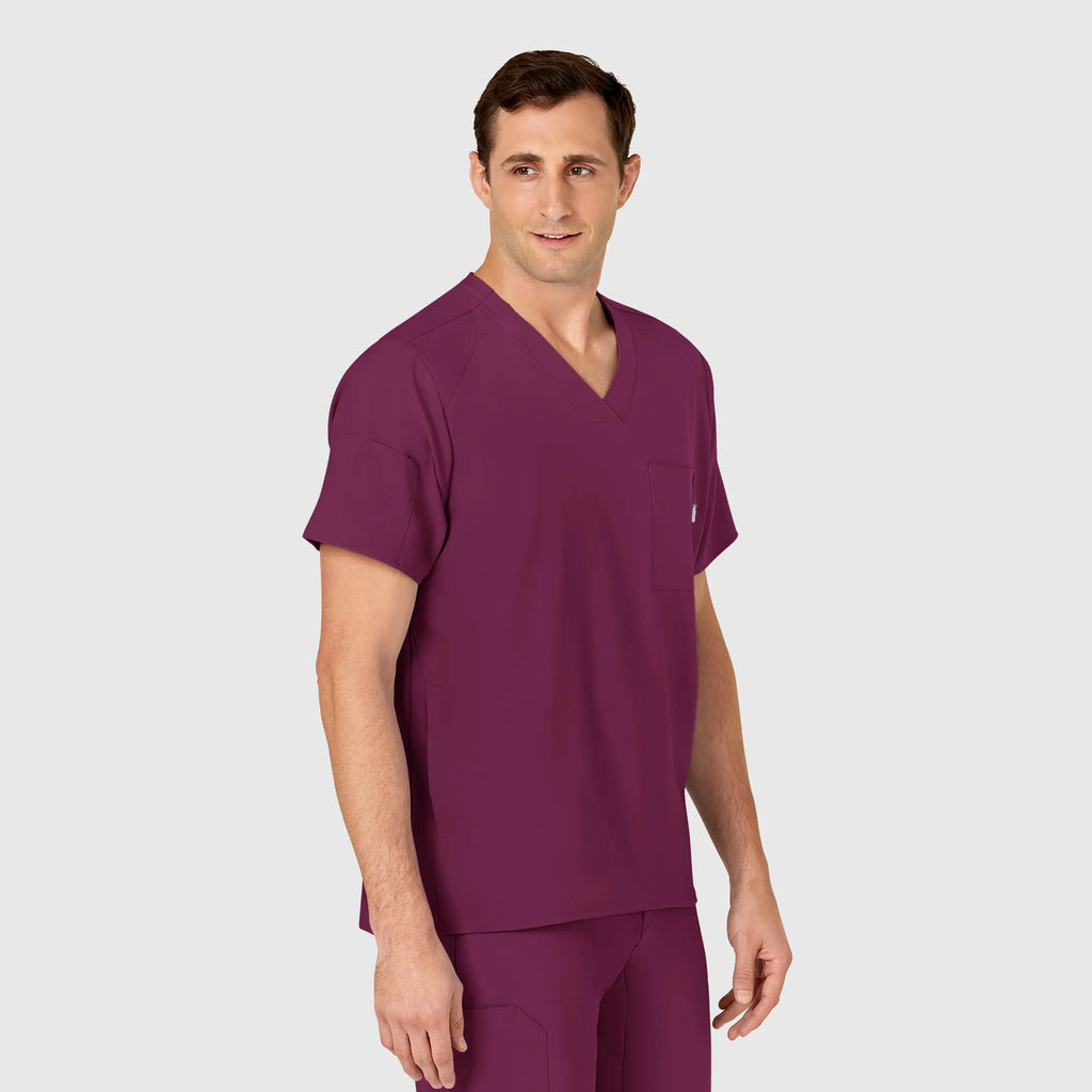 Wink Scrubs Men's W123 V-Neck Scrub Top Wine | scrub-supply.com