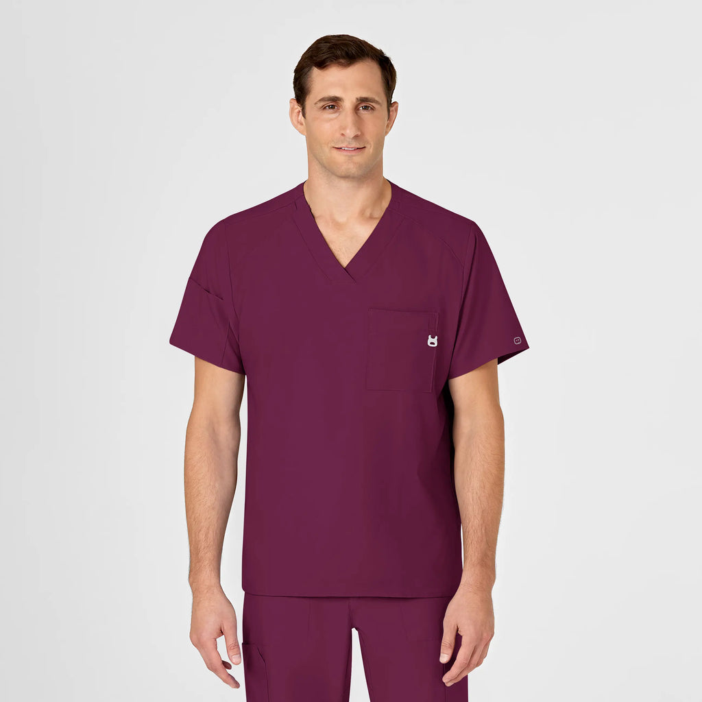 Wink Scrubs Men's W123 V-Neck Scrub Top Wine | scrub-supply.com