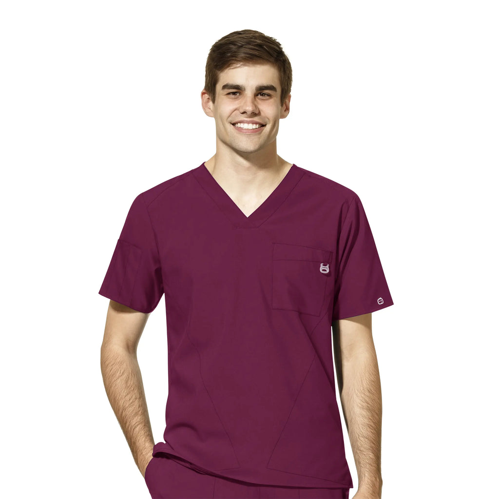 Wink Scrubs Men's W123 V-Neck Scrub Top Wine | scrub-supply.com