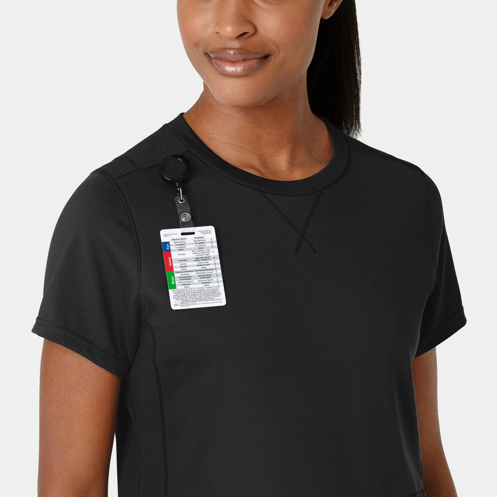 Wink Scrubs Knit Women's Flex-n-Reach Crew Neck Scrub Top Black | scrub-supply.com