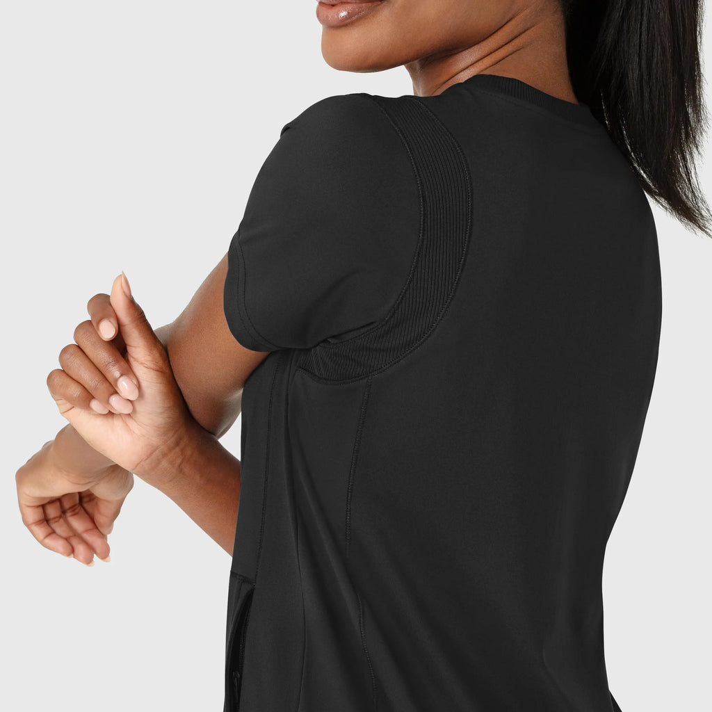 Wink Scrubs Knit Women's Flex-n-Reach Crew Neck Scrub Top Black | scrub-supply.com