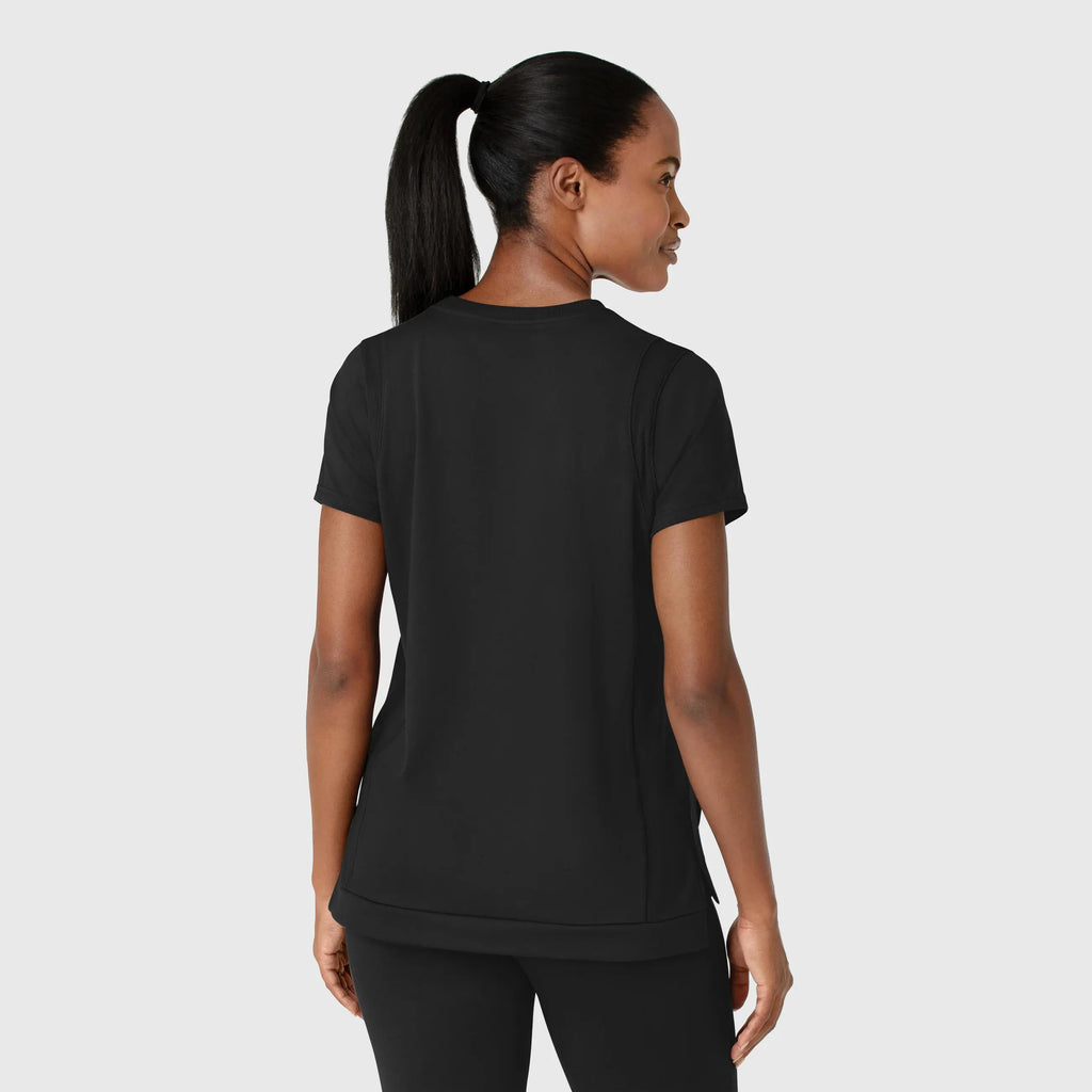 Wink Scrubs Knit Women's Flex-n-Reach Crew Neck Scrub Top Black | scrub-supply.com