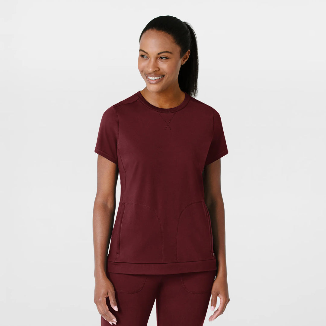 Wink Scrubs Women's Knit Flex-n-Reach Crew Neck Scrub Top Burgundy | scrub-supply.com