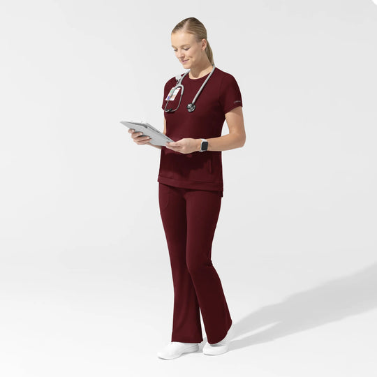 Wink Scrubs Women's Knit Flex-n-Reach Crew Neck Scrub Top Burgundy | scrub-supply.com