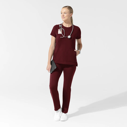 Wink Scrubs Women's Knit Flex-n-Reach Crew Neck Scrub Top Burgundy | scrub-supply.com