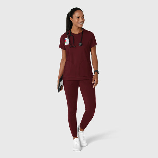 Wink Scrubs Women's Knit Flex-n-Reach Crew Neck Scrub Top Burgundy | scrub-supply.com