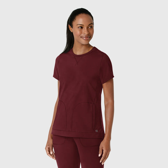 Wink Scrubs Women's Knit Flex-n-Reach Crew Neck Scrub Top Burgundy | scrub-supply.com