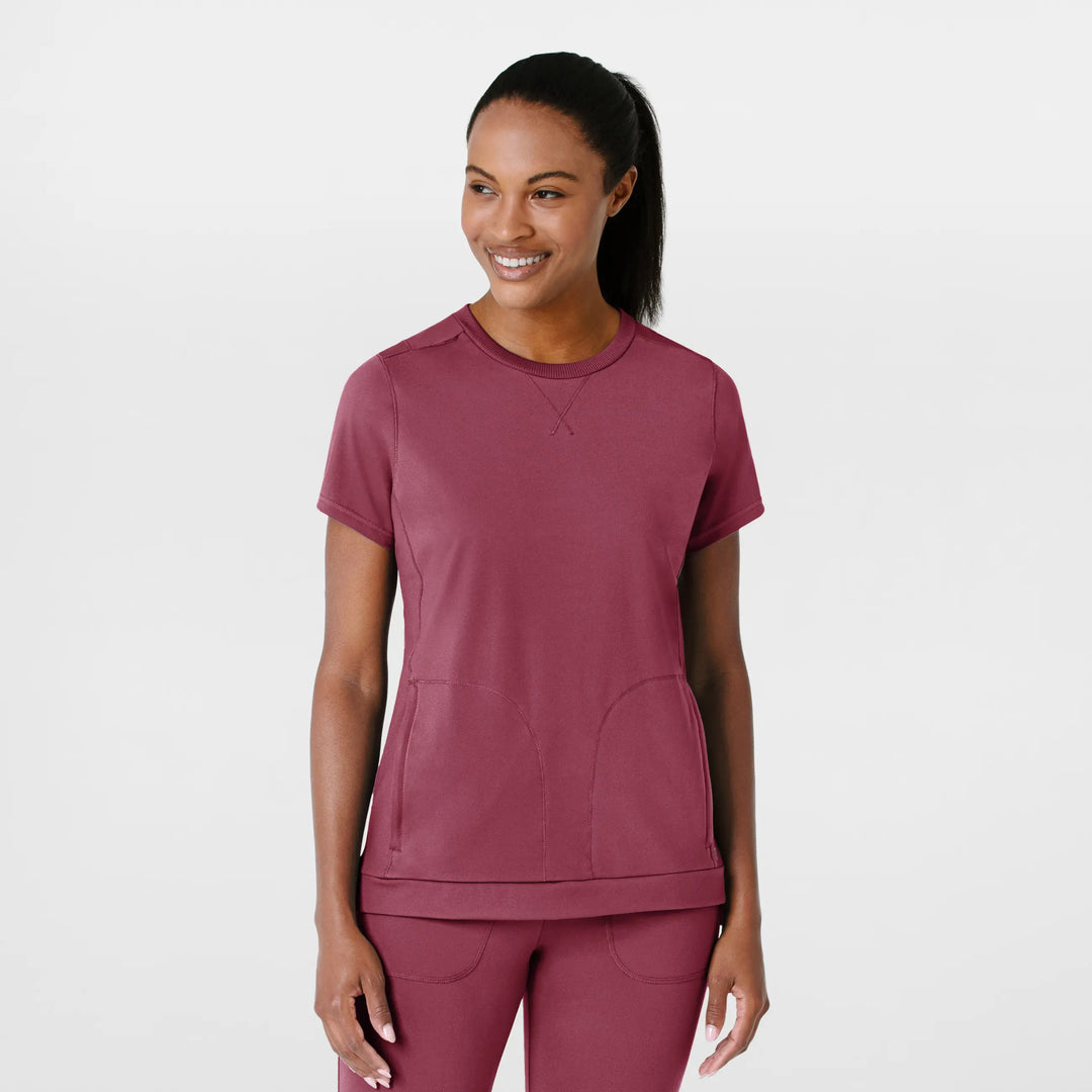 Wink Scrubs Women's Knit Flex-n-Reach Crew Neck Scrub Top Carnation | scrub-supply.com