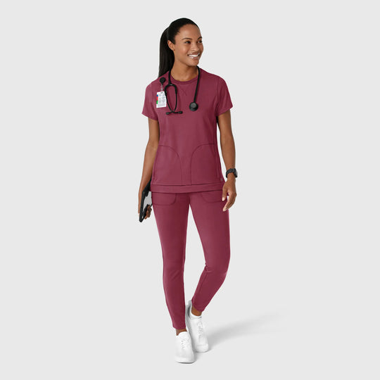 Wink Scrubs Women's Knit Flex-n-Reach Crew Neck Scrub Top Carnation | scrub-supply.com