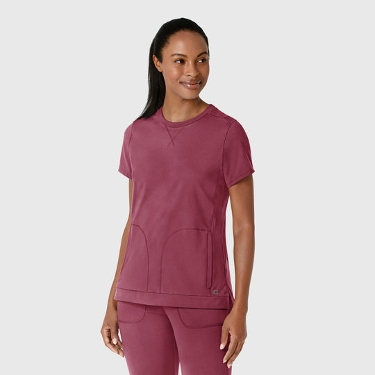 Wink Scrubs Women's Knit Flex-n-Reach Crew Neck Scrub Top Carnation | scrub-supply.com